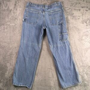 Faded Glory Carpenter Jeans Women's 16H Blue Denim Utility Wide Leg Distressed